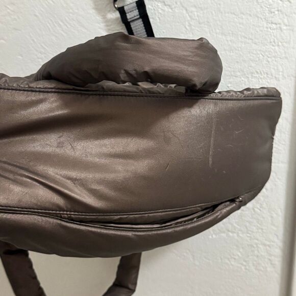 Zūda Bronze Metallic Quilted Nylon Crossbody Carryall Bag - Picture 8 of 8